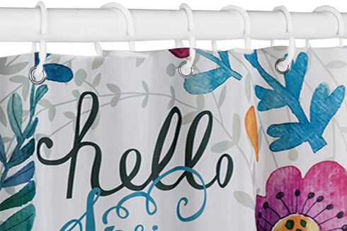 Floral Shower Curtains Red Rose with Green Leaves, Washable Cloth Fabric Bathroom Decor Set with Hooks, 71X 71 Inches, Red