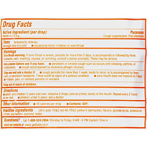 Halls Orange Cough Drops - with Menthol - 30 Drops (1 bag of 30 drops)