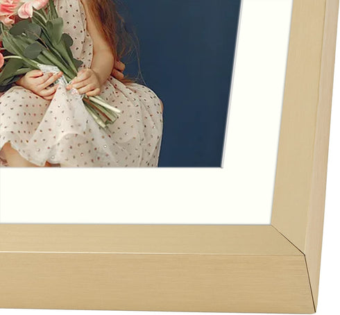 Golden State Art, Gold 5x7 Picture Frame - Displays Photos 4x6 with Mat or 5x7 inch Without Mat - Shatter-Resistant Glass Aluminum Photo Frame for Wall or Tabletop Display (2 Pack)