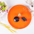 MAONAME 13" Round Tray, Orange Serving Tray with Handles, Modern Decorative Tray for Coffee Table, Plastic Ottoman Tray for Ottoman, Bathroom, Decor