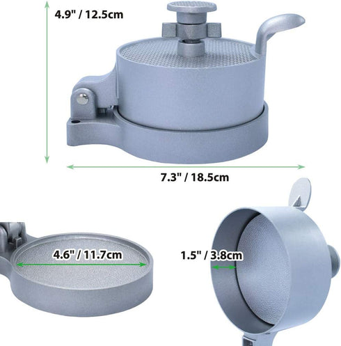 laffeya Burger Press, Hamburger Maker with 50 Non Stick Patty Papers, Adjustable Burger Press Makes 4 1/2" Patties, 1/4Lb to 3/4Lb (Burger Press with Paper)