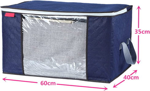 Large Capacity Storage Bag, 4 Pack Underbed Storage Bags with Reinforced Handle for Clothes, Comforters, Blankets, Bedding Brown