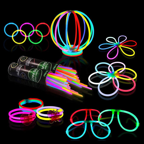 Glow Sticks Bulk Party Supplies 458 Piece Glow in The Dark Party Favors Pack for Kids/Adults with 200 Super Bright Glowsticks and Connectors for Bracelets, Necklaces, Glasses, Flower Balls