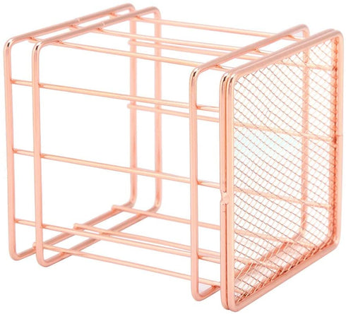 Vbestlife Storage Basket, Rose Gold Iron Storage Basket Organizer Storage Holder Desktop Decor for Home/Office(B)