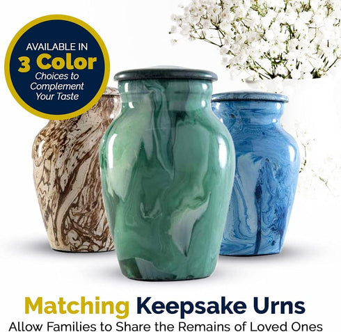 Forever Lane Handcrafted Mini Marble Keepsake Urns - Set of 4 Cremation Urn for Human or Pet Ashes - Aluminum Urn for Sharing Loved Ones Ashes Includes Screw Top Lid Velvet Bag