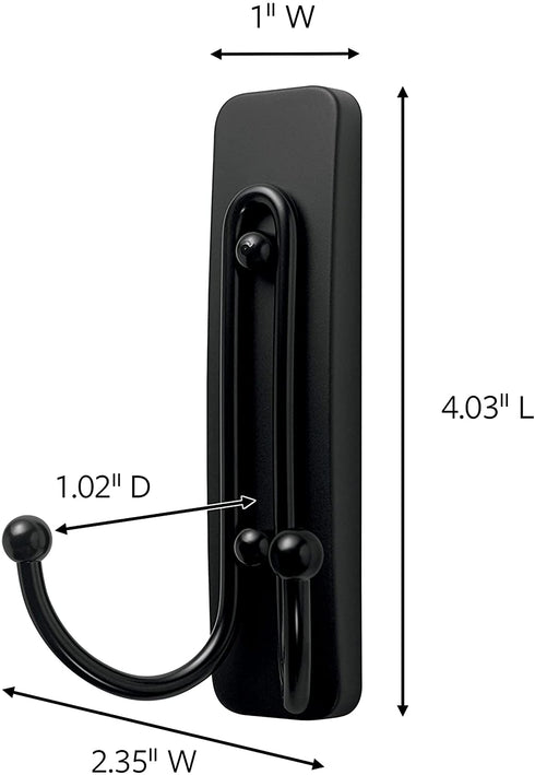 Command Large Double Wall Hook, Matte Black, Decorate Damage-Free