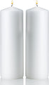 Light In The Dark White Pillar Candles - Set of 2 Unscented Candles - 9 inch Tall, 3 inch Thick - 90 Hour Clean Burn Time