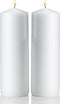 Light In The Dark White Pillar Candles - Set of 2 Unscented Candles - 9 inch Tall, 3 inch Thick - 90 Hour Clean Burn Time