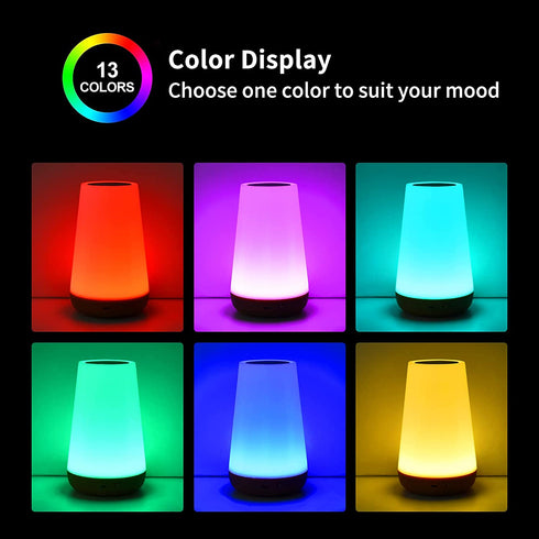 Martine Mall Bedside Table Lamp, Touch Night Light with 5 Level Dimmable Warm White Light, 13 Color Changing RGB LED Desk Lamp with Portable Senor Remote Control Small Nightstand Lamp