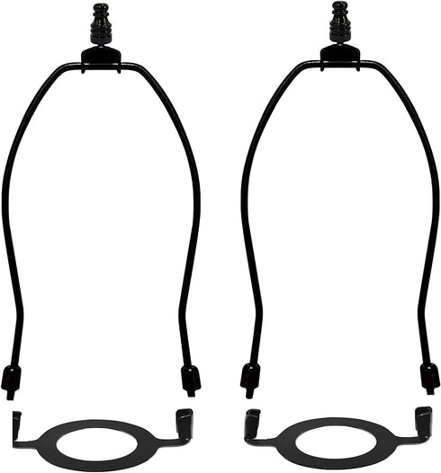 Lamp Shade Harps Holder Adjustable Kit - 8 10 Inch with E26 UNO Light Base Set Lampshades parts for Table and Floor Lamps finials Bracket Light Fitting - 2 Pack (Black, 8 Inch)