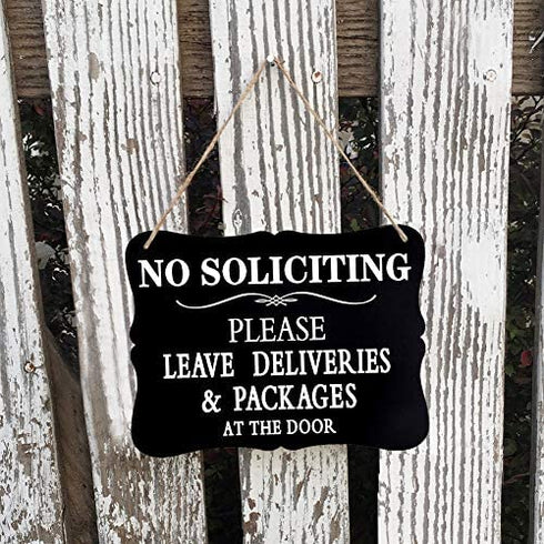 WaaHome Please Leave Deliveries and Packages at The Door Sign, No Soliciting Sign for House Home Door Business, 6''x8''