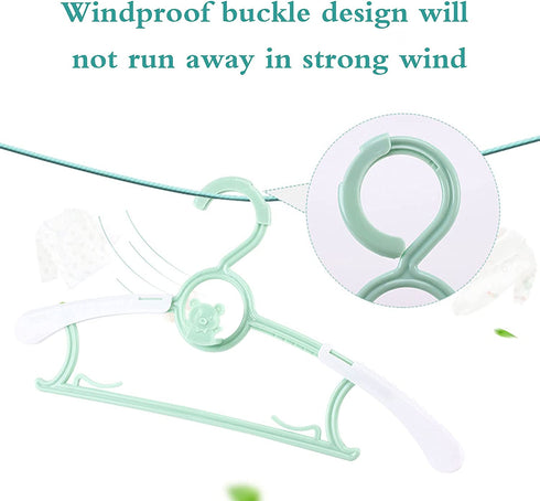 30 Pack Kids Hangers,Childrens Durable Plastic Infant Hangers for Kids Clothes,Non-Slip Baby Clothes Hangers,Extensible Toddler Hangers for Laundry and Closet (Green)