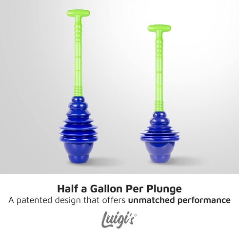 Luigi's Toilet Plunger: Powerful Toilet Unblocker to fit All Toilets, Clears and unblocks with a Powerful Bellows Action (2020 Heavy Duty Version)