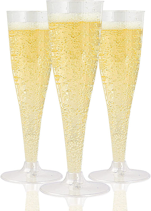 50 Pack Plastic Champagne Flutes Disposable 4.5 Oz Clear Plastic Champagne Glasses Perfect for Wedding and Shower Party