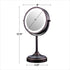 Ovente 7'' Lighted Tabletop Makeup Mirror, 1X & 7X Magnifier, Spinning Double Sided Round LED, Great for Vanity, Bath, & Bedroom, Battery Powered, Antique Bronze MCT70ABZ1X7X
