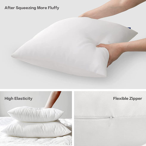 16x16 Pillow Inserts Set of 2 Outdoor Pillow Inserts Waterproof for Couch Small Lumbar Throw Pillow Insert White Square Sofa Pillows