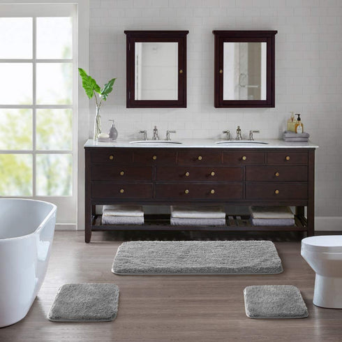 Suchtale Large Bathroom Rug Extra Soft and Absorbent Shaggy Bathroom Mat (24 x 40, Grey) Machine Washable Microfiber Bath Mat for Bathroom, Non Slip Bath Mat, Luxury Bathroom Floor Mats Rubber Back