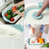 Rottogoon Collapsible Cutting Board, Foldable Chopping Board with Colander, Multifunctional Kitchen Vegetable Washing Basket Silicone Dish Tub for BBQ Prep/Picnic/Camping(Light Blue)