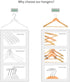 Nature Smile Solid Gugertree Wood Shirt and Dress Hangers with Notches with Antirust Chrome Hook Pack of 10 (White)