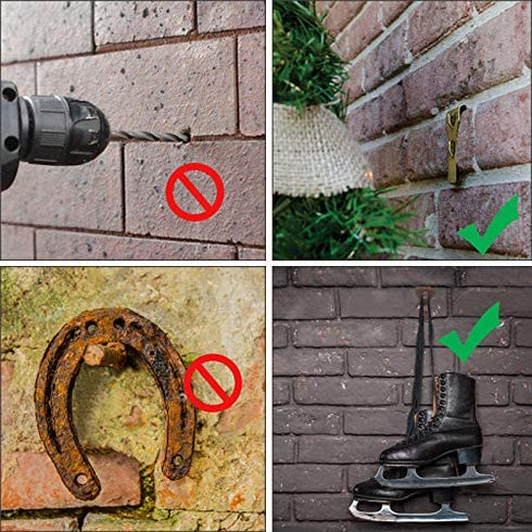 SXUEG Brick Hook Clips for Hanging, Metal Hook for Hanging Outdoor Clips for Pictures Fits Brick 2 1/4 Inch to 2 3/8 Inch (Bronze(6pcs) fits Bricks 2-1/4" to 2-3/8" high)