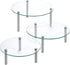 3 Tier Round Tempered Glass Display Stand 9, 11, 13 for Cake, Cupcakes, Desserts, Bakery, Appetizers Set of 3 Glass Retail Display Raiser. (Clear)