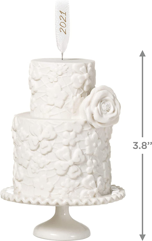 Hallmark Keepsake Christmas Ornament 2021 Year-Dated, We Do Wedding Cake, Porcelain