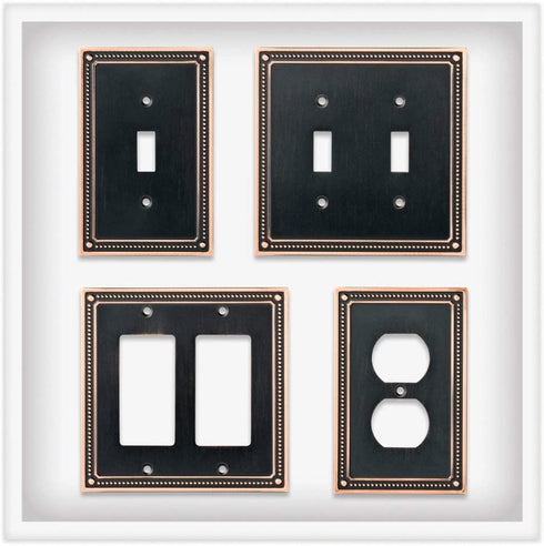 Franklin Brass W35068-VBC-C Classic Beaded Quad Toggle Switch Wall Plate / Switch Plate / Cover, Bronze with Copper Highlights