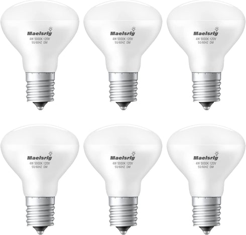 E17 R14 LED Bulb, 4W (40W Equivalent) Mini Reflector Floodlight Light Bulb, E17 Intermediate Base, Daylight White 5000K, 400 Lumens, Dimmable, Pack of 6