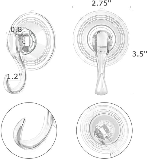 Wreath Hanger, VIS'V Large Clear Removable Heavy Duty Suction Cup Wreath Hooks with Wipes 22 LB Strong Window Glass Door Suction Cup Wreath Holder for Halloween Christmas Wreath Decorations - 2 Packs