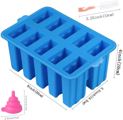 Homemade Silicone Popsicles Molds,BPA Free Popcylce Molds,Reusable Popsicle Mold for Kids,Ice Cream Mold,Ice Pop Molds Maker with 50 Popsicles Sticks,50 Popsicle Bags,Funnel ( Blue)