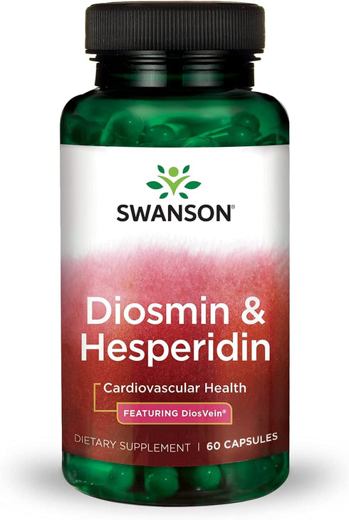 Swanson Diosmin Hesperidin - Promotes Cardiovascular Health & Vein Health Support - Helps Maintain Healthy Blood Circulation & Aids Vascular Wall Integrity & Tone - (60 Capsules)