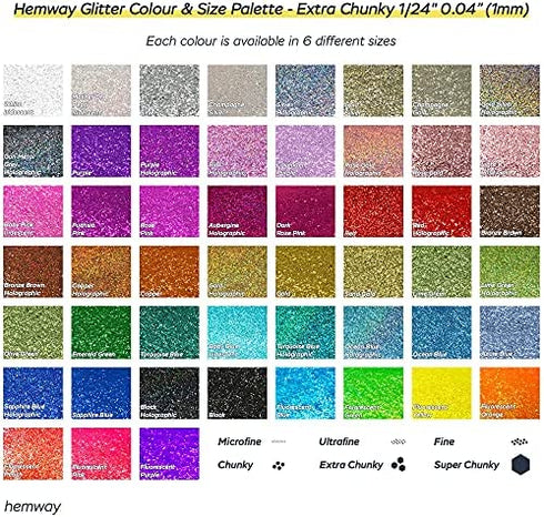 Hemway Polyurethane & Epoxy Resin Glitter 100g / 3.5oz Metallic Crystal Flake Additive for Flooring Jewelry Tumblers Glass Pigment - Extra Chunky (1/24" 0.040" 1mm) - Silver Holographic