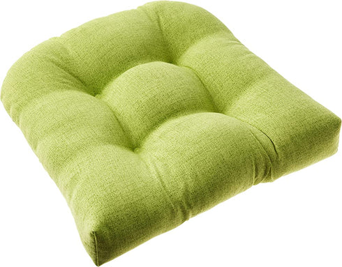 Pillow Perfect Outdoor/Indoor Baja Linen Lime Tufted Seat Cushions (Round Back), 19" x 19", Green, 2 Count