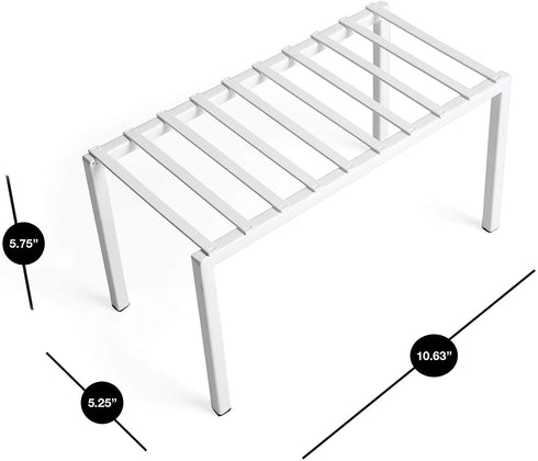 Smart Design Premium Cabinet Storage Shelf Rack - Small - 10.5 x 5.25 Inch - Steel Metal - Rust Resistant - Cupboard, Plate, Dish, Cup, Bathroom Counter and Pantry Organization Riser - Kitchen - White