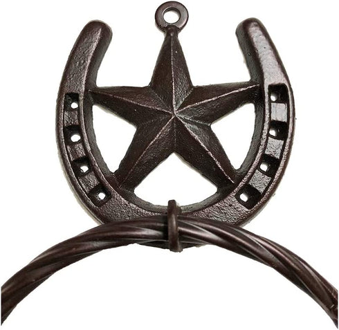 Treasure Gurus Horseshoe and Texas Barn Star Bath Towel Ring Western Decor