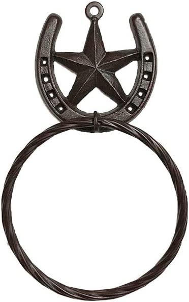 Treasure Gurus Horseshoe and Texas Barn Star Bath Towel Ring Western Decor