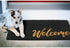 mDesign Rectangular Coir and Rubber Entryway Welcome Doormat with Natural Fibers for Indoor or Outdoor Use - Decorative Script Welcome Design - Black/Natural