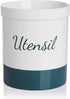 SWEEJAR Kitchen Utensil Holder, 7.2" Ceramic Utensil Crock for Cooking Countertop, Housewarming, Wedding, Birthday Gift (Teal green)
