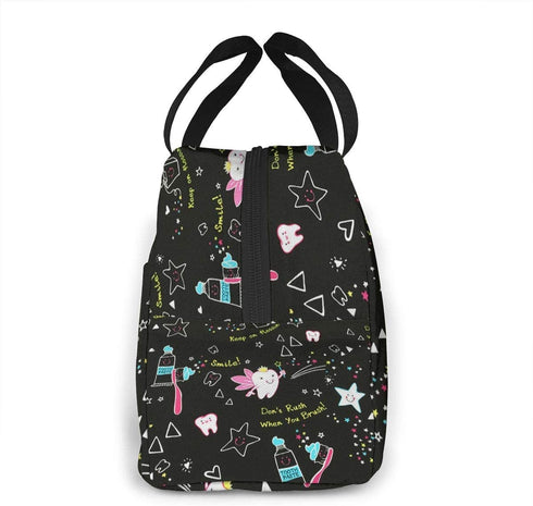 Dentist Dental Hygienist Print Lunch Bag for Women Girls Kids Insulated Picnic Pouch Thermal Cooler Tote Bento Large Meal Prep Cute Bag Big Leakproof Soft Bags for Lunch Box, Camping, Travel, Fishing
