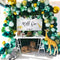 Jungle Safari Themed Balloon Garland Kit Green Aqua Blue Metal Gold Confetti balloons and Palm,Lvy Turtle Leaves for Baby Shower Decorations Boy or Girl Birthday Wild One
