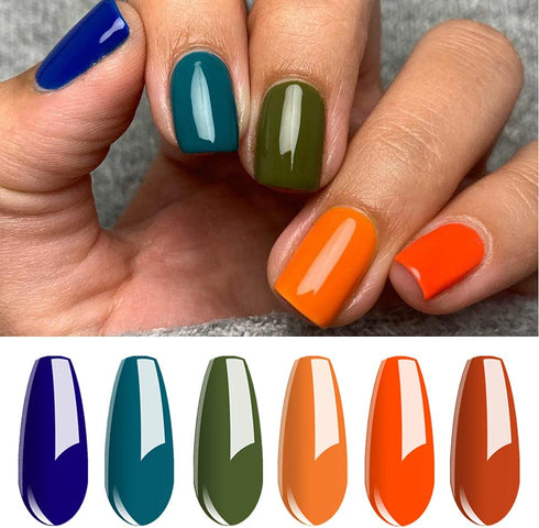 Vishine Gel Polish 6 Colours Soak Off UV LED Nail Art Manicure DIY Salon Gift Set Starter Kit Fall Color Orange Olive Green Colour Series 8ML