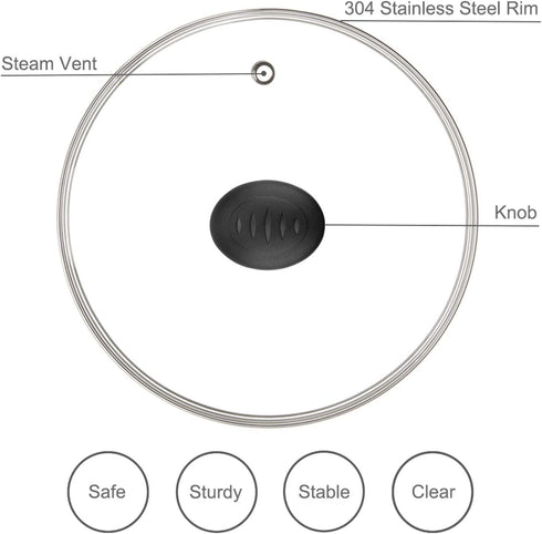WishDirect Tempered Glass Lid Compatible with Instant Pot 8 Quart, Universal Electric Pressure Cooker Lid with Heat-resistant Handle Knobs - 10 Inch