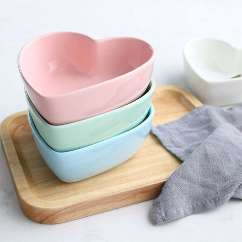 WAIT FLY Heart-shaped Bowls for Salad Soup Snack Dessert Best Kitchen Household Cooking Gifts for Home Kitchen, Pink/Blue/White/Green