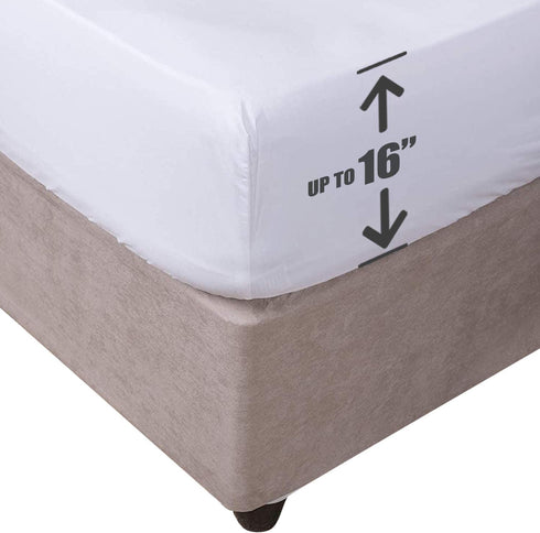 Lux Decor Collection Fitted Sheet - 16 Inches Deep Pocket King Sheets - Ultra Soft 1800 Thread Count Brushed Microfiber Fitted Sheet - Wrinkle, Fade & Shrinkage Resistant (White, King)