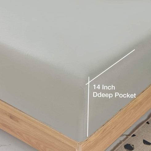AKK Light Grey Twin Size Sheet Sets 14" Deep Pocket, Ultra Soft Brushed Microfiber Bedding Sheets Set of 3, Wrinkle Free Durable