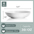 Yedio Pasta Bowls, 30 Ounces Porcelain Salad Bowls for Kitchen, Shallow Pasta Bowls Set, White Pasta Bowls, Microwave Dishwasher Safe, Set of 4