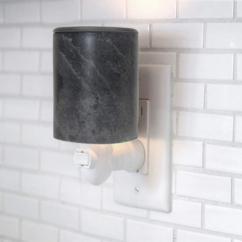 Happy Wax Outlet Wax Melt Warmer for Wax Melts, Tarts & Cubes - Ceramic Wax Melter with Patent Pending No Mess Silicone Top (Outlet Warmer, Dark Stone)