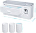 Pretigo Toothbrush Holder Easy Install Large Capacity Storage, with Cosmetic Drawer Organizer and Toothbrush Rack, Integrated with Automatic Toothpaste Dispenser, Space Saving with Magnetic Cup Design