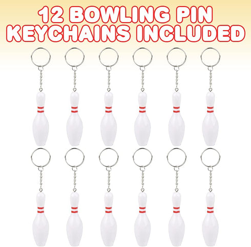 ArtCreativity Bowling Pin Keychains for Kids, Set of 12, Perfect for Team Giveaways, Sports & Souvenir Favors, Victory Parties, Gifts for Athletes, Moms, Dads & Coaches