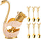 Feyarl Coffee Dessert Sugar Spoon Set Decorative Swan Base Holder with 6pcs Spoons for Stirring Mixing Dessert Ice Cream Coffee Teaspoon Cake Flatware (Gold)